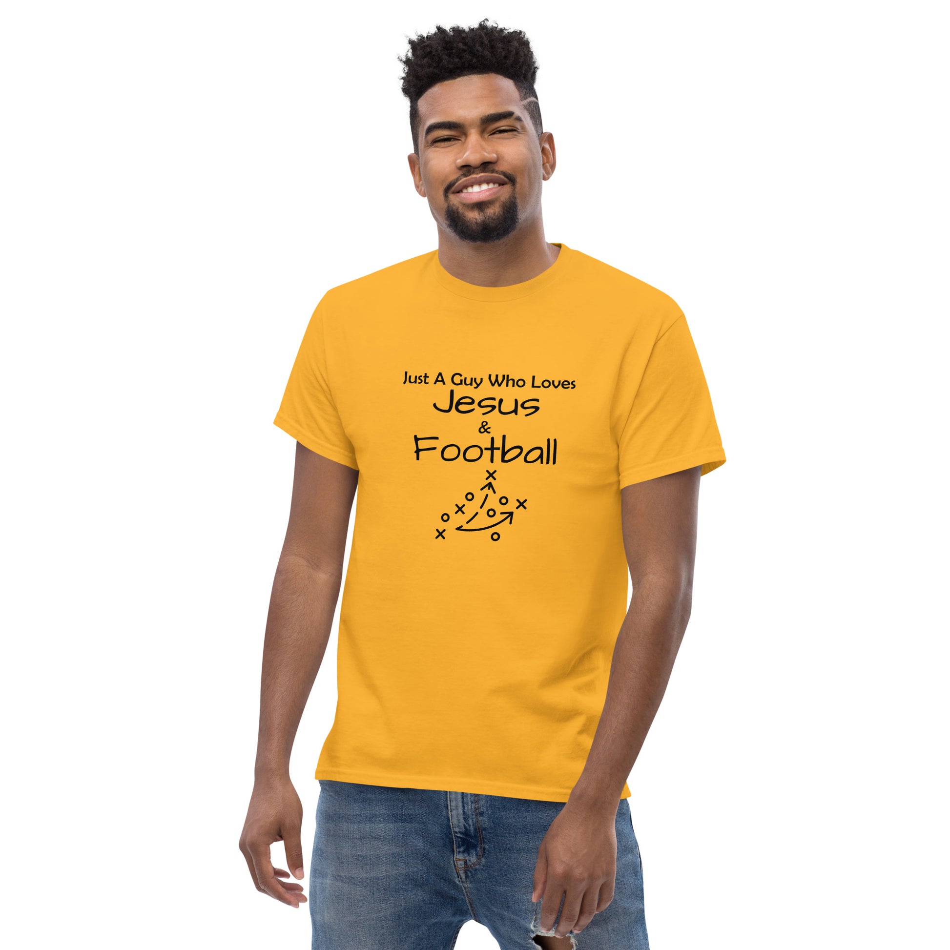 Comfortable Jesus football t-shirt for game day
