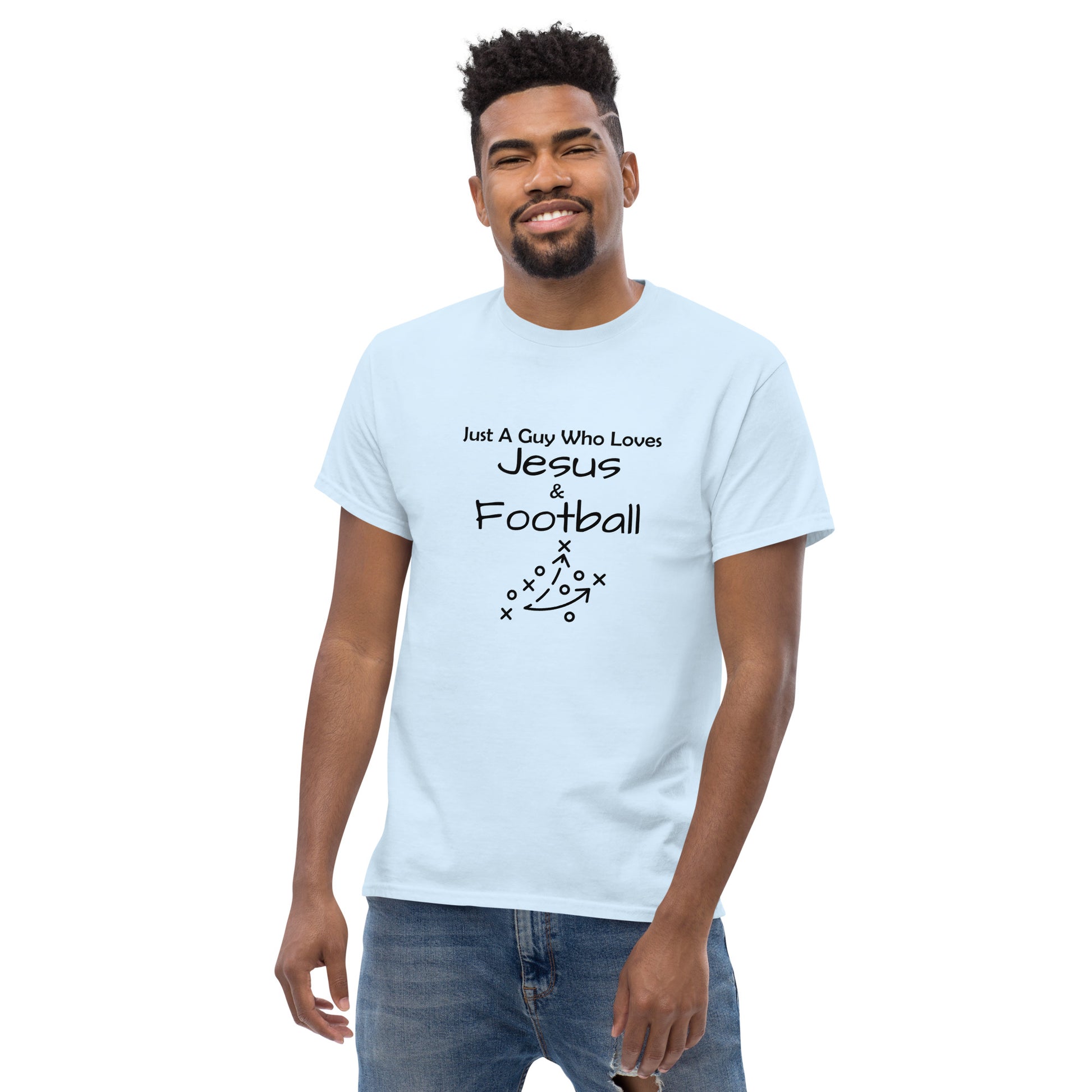 Jesus football shirt for men with game day style
