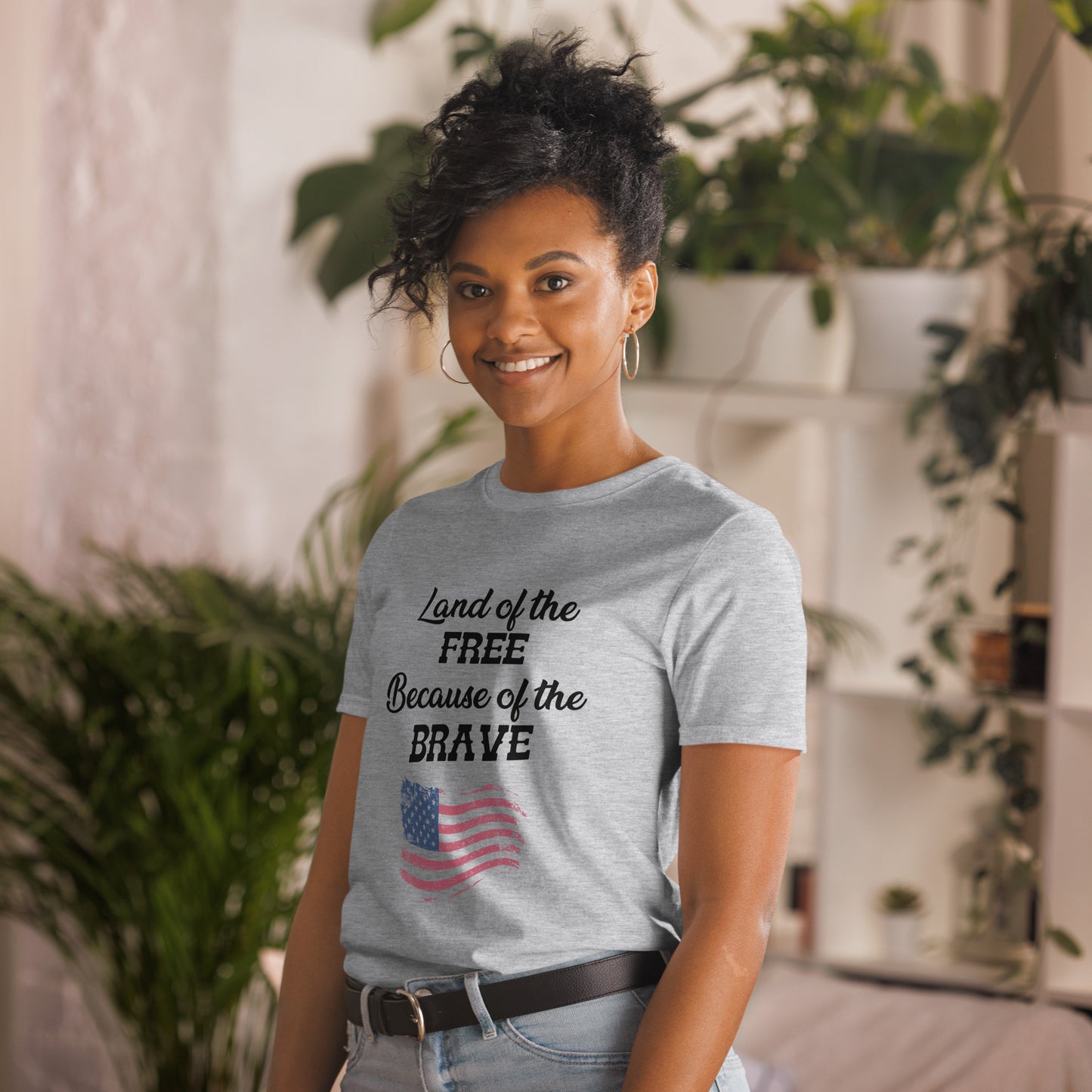 "Land Of The Free" unisex t-shirt as a tribute to military valor