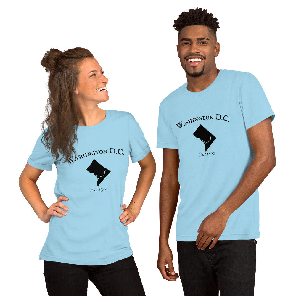 Washington D.C. map and year established on casual t-shirt
