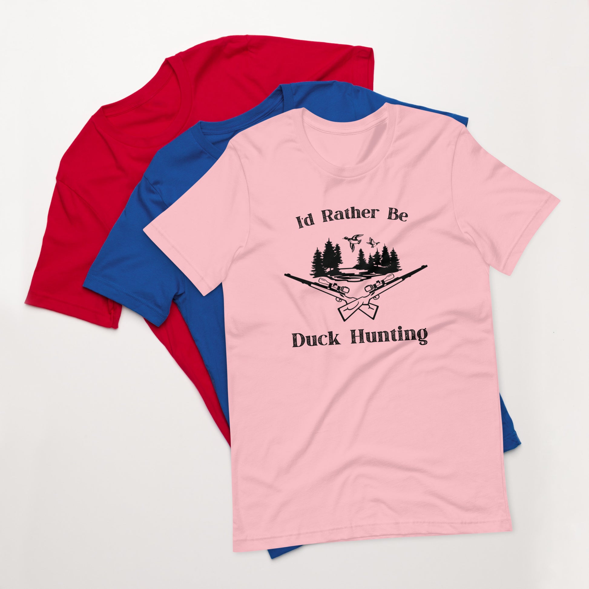 Bold "I'd Rather Be Duck Hunting" t-shirt design
