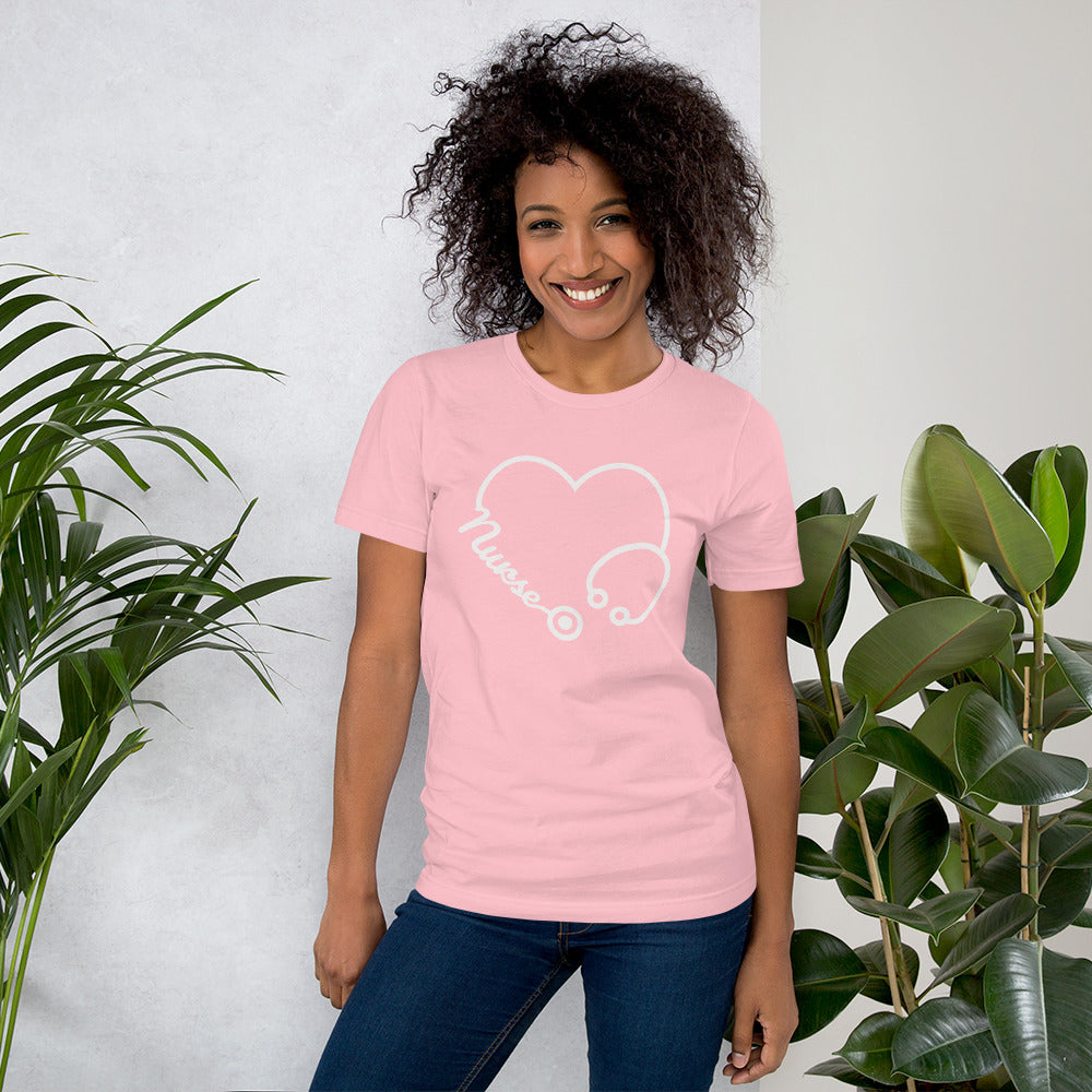 Nursing pride t-shirt with heart and stethoscope design
