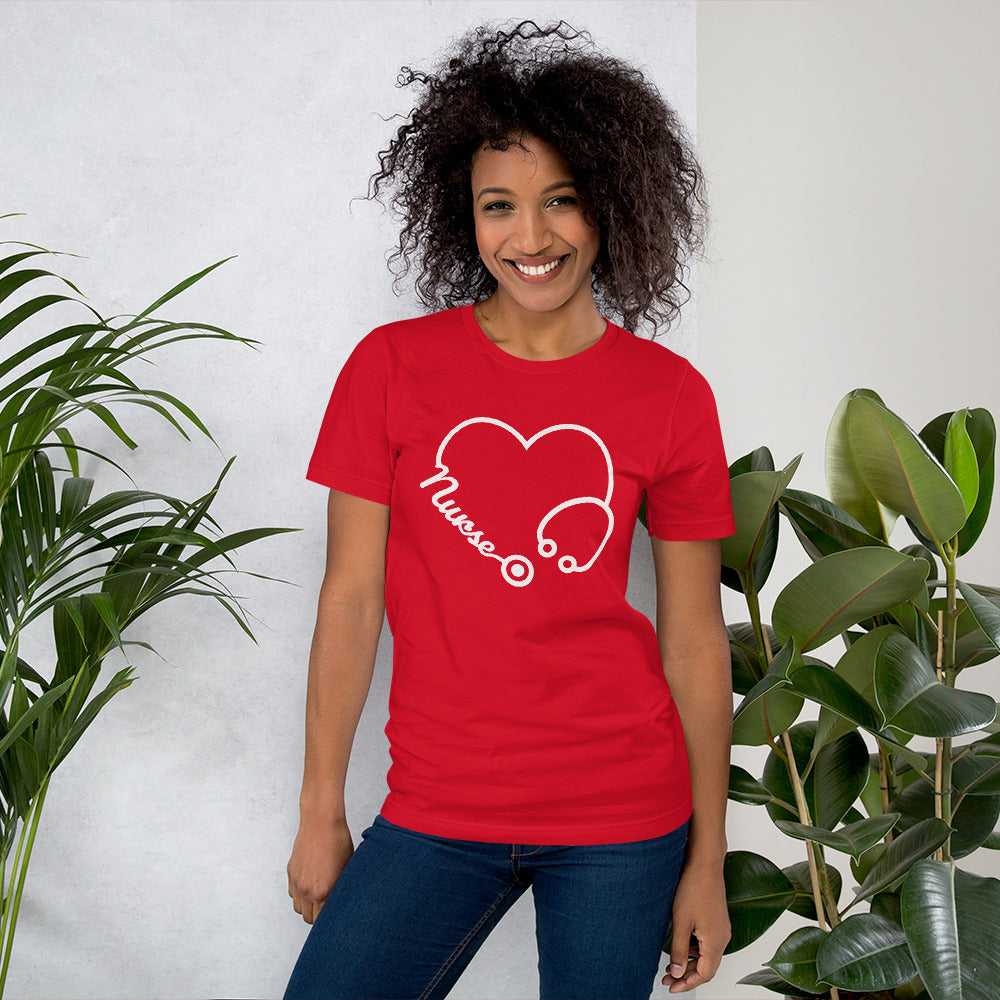 Compassionate nurse shirt with heart stethoscope design
