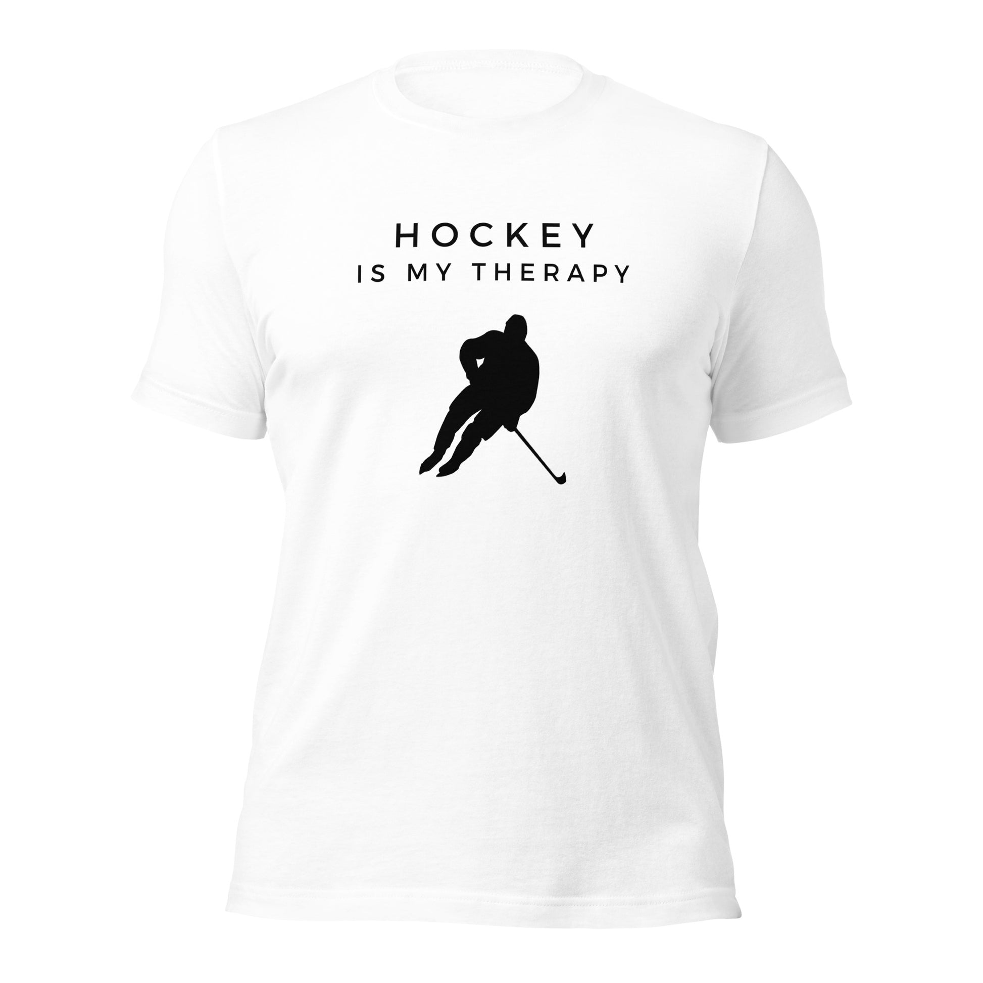 Comfortable hockey therapy t-shirt with player graphic
