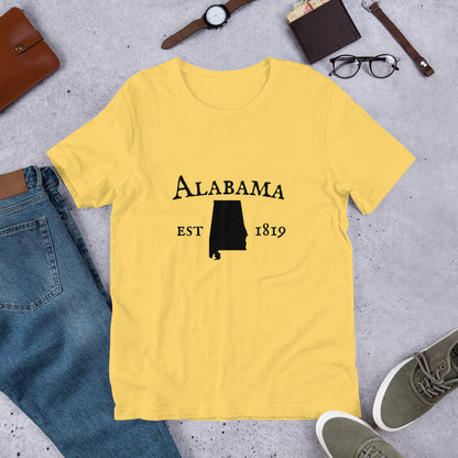 Alabama tee shirts for men and women with classic text
