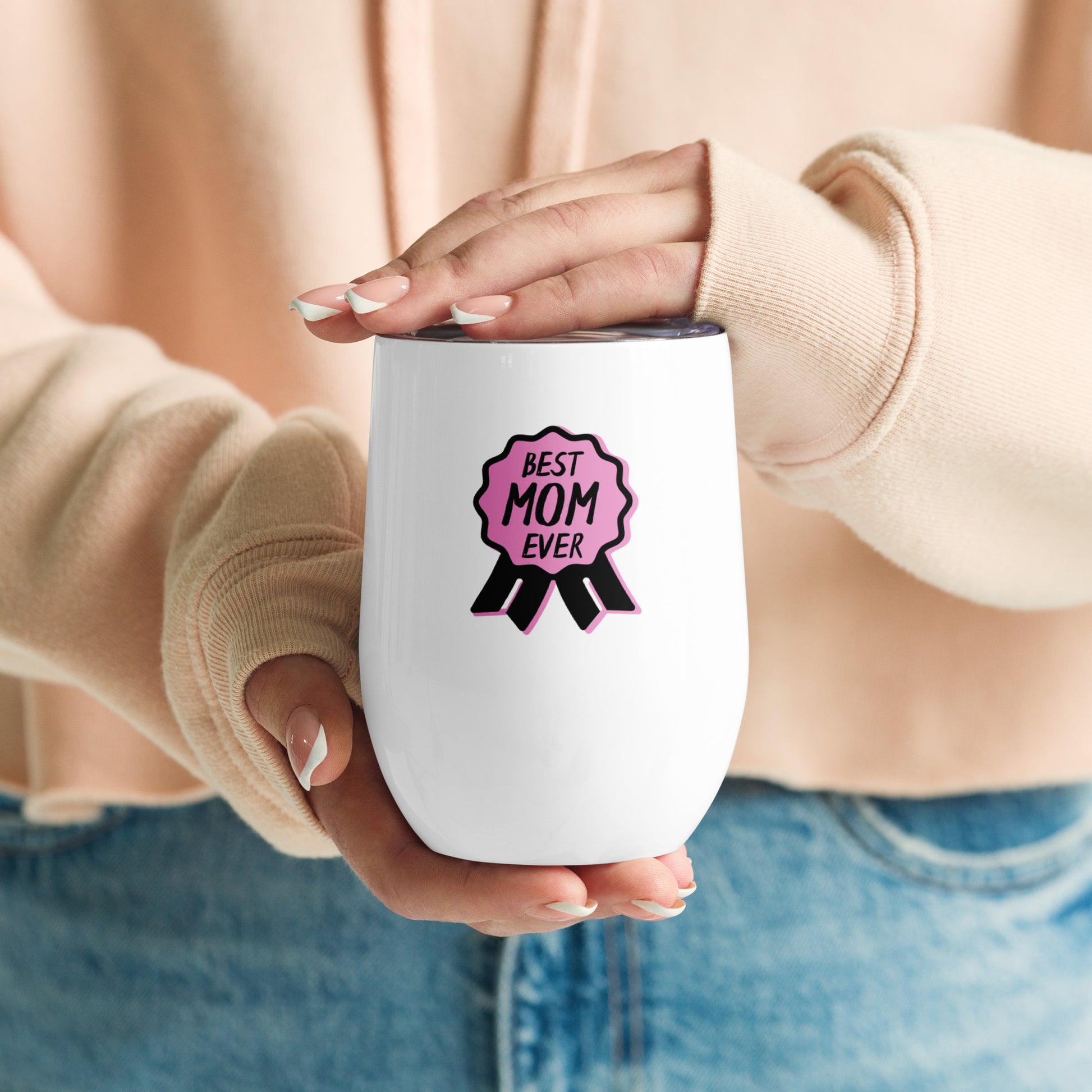 Mom wine tumbler in 12 oz size for versatile use
