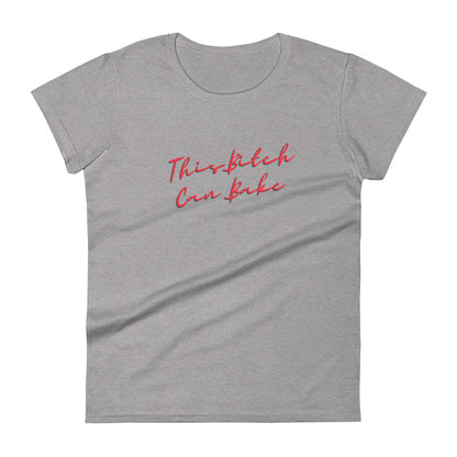 Funny baking t-shirt with red script font
