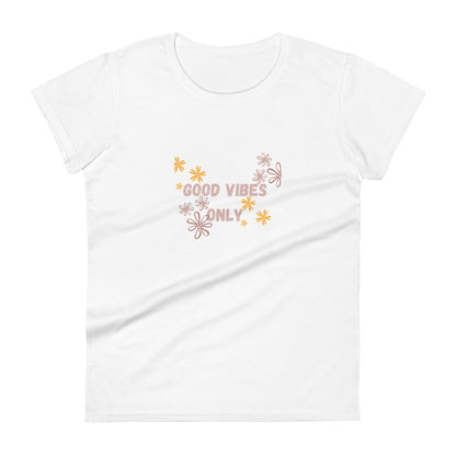 Floral Good Vibes Only t-shirt close-up